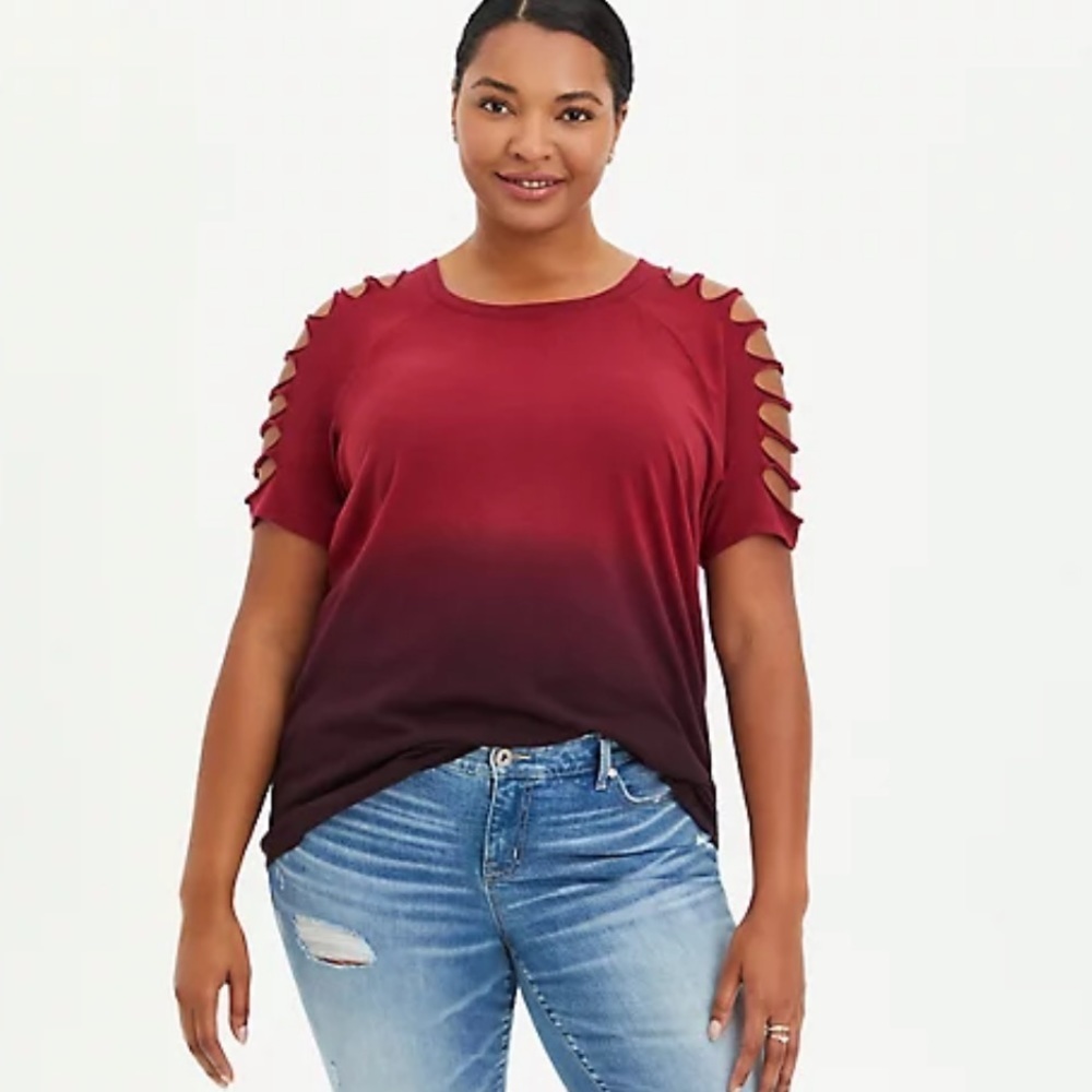 Torrid Classic Fit Cotton Crew Neck Slasher Raglan Tee